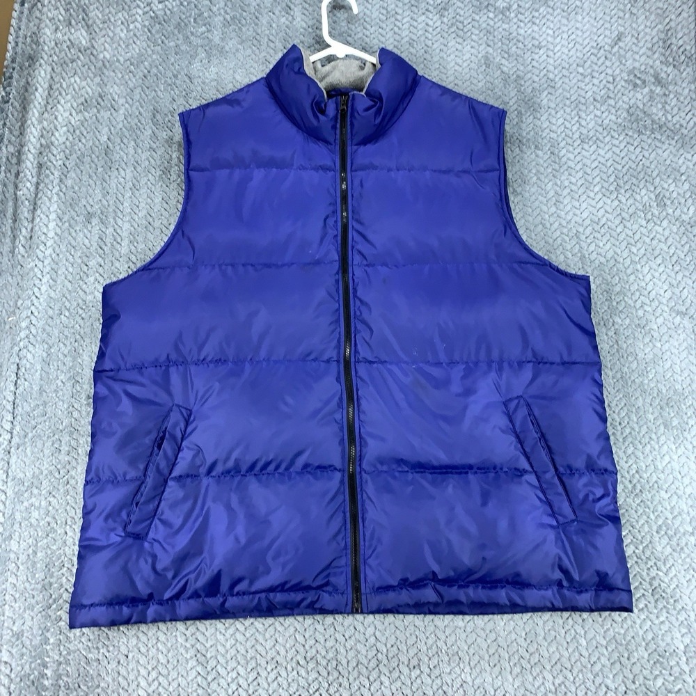 Cherokee Down Puffer Vest Men's XXL 2XL Purple Full Zip Fleece Collar *